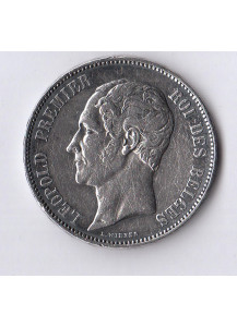 1853 - BELGIO Leopoldo I 5 Francs Argento BB+
